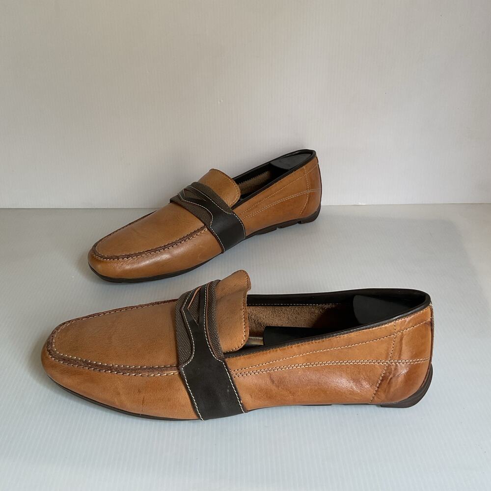 Gabbiani Brown Leather Loafers Mens Size 10.5 Slip On Dress Casual Shoes Mexico